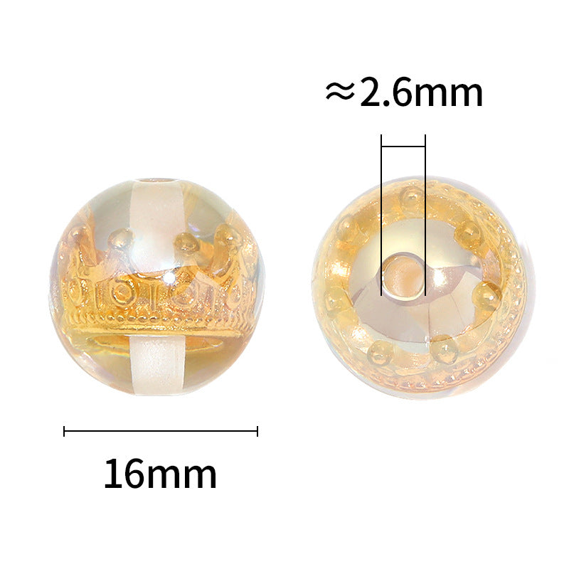 Wholesale 100pcs 16mm high transparent embedded crown resin round beads heavy industry DIY loose beadseads